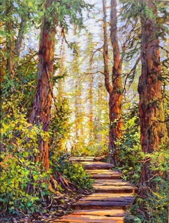 Forest Walk, 40”x30”, acrylic on canvas